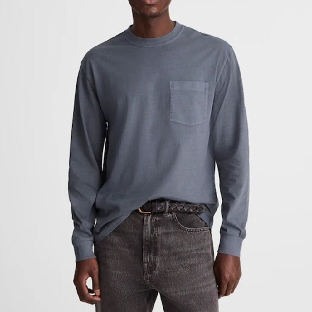 Madewell Men's Long Sleeve Vintage Pocket Tee Heirloom Blue Size Large NWT